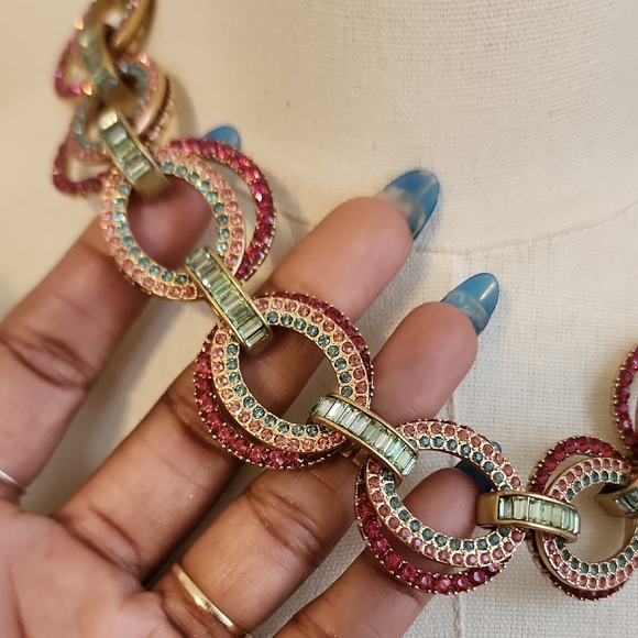 J Crew Statement Multicolor Chain Necklace Adjustable - Picture 5 of 7